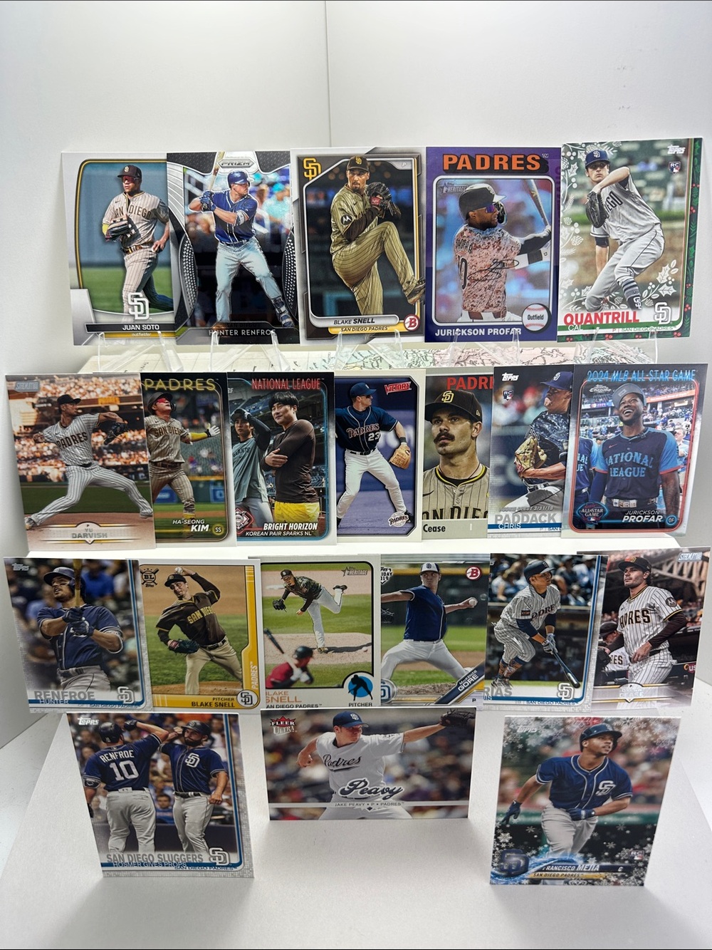 Jake Peavy/Hunter Renfroe Padres lot of 21 w/ Dylan Cease/Juan Soto/Snell/Profar